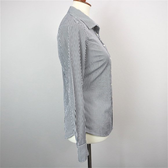 J. Crew Haberdashery Black White Pinstripe Perfect Stretch Button Up Long Sleeve - Picture 8 of 16